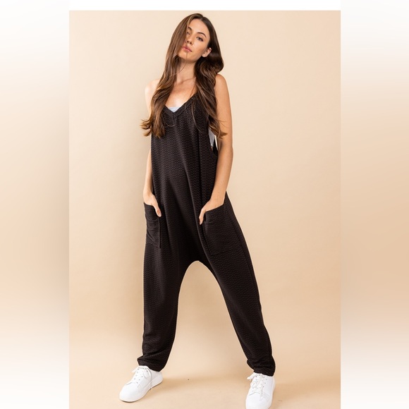 Boho Textured Fabric Harem Jumpsuit - Picture 3 of 7